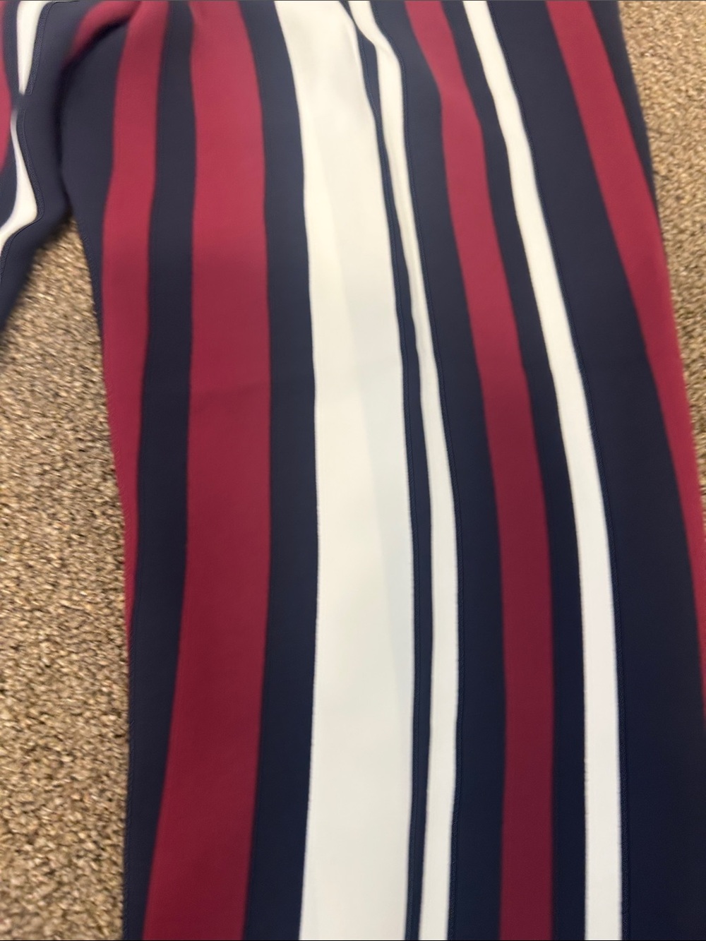 Express Striped Paperbag Waist Pants - Navy, Red, White - Picture 5 of 5